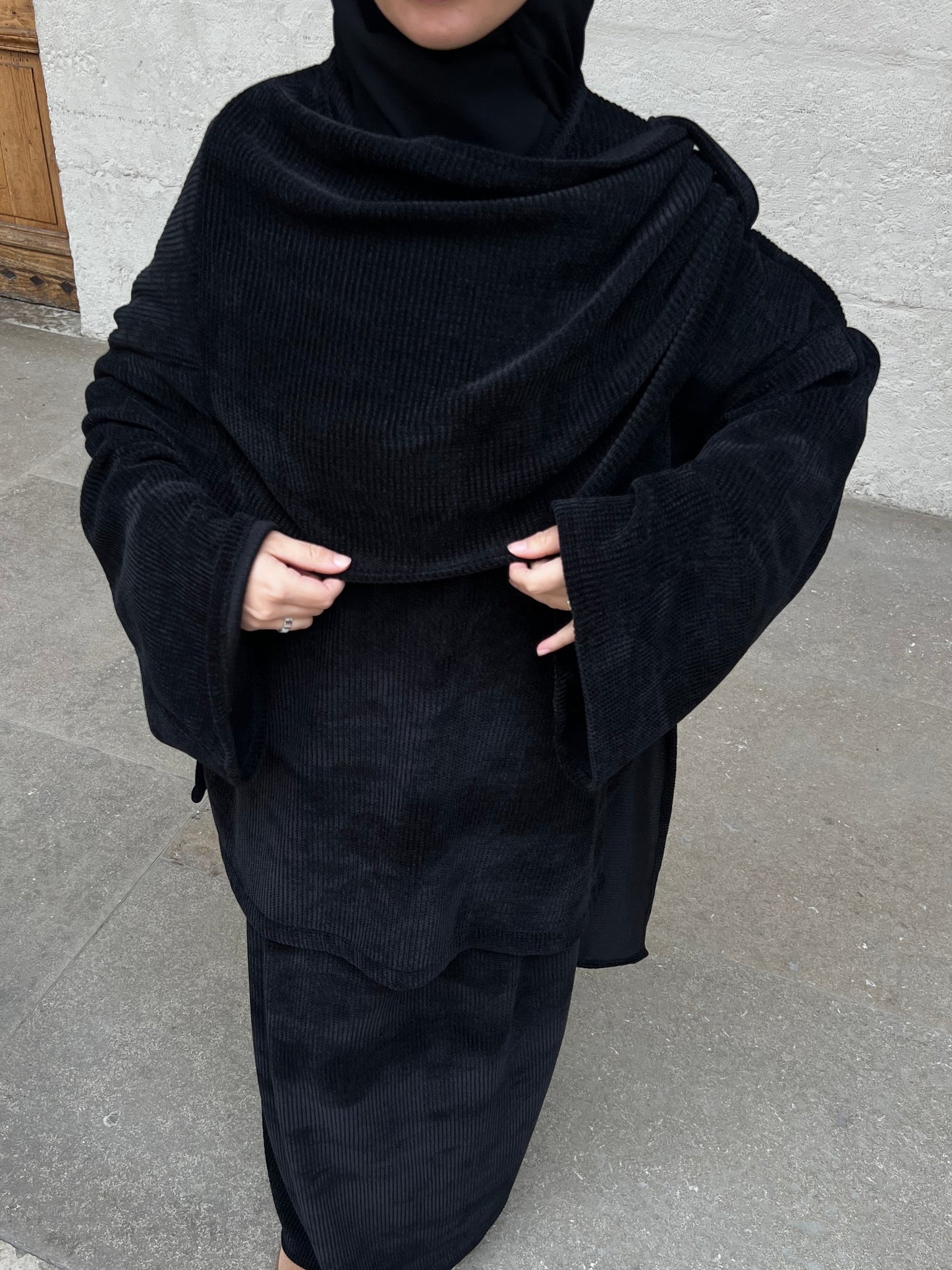 Ensemble en maille avec écharpe