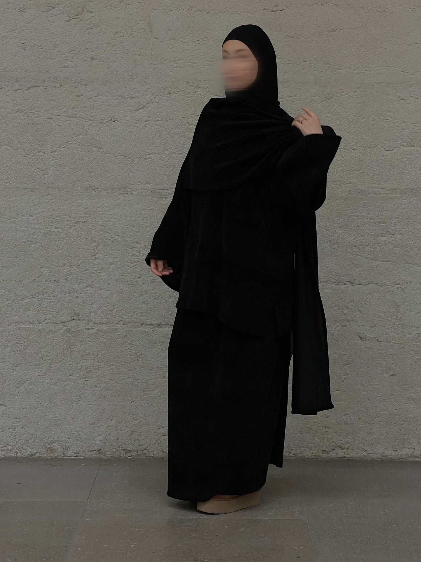 Ensemble en maille avec écharpe